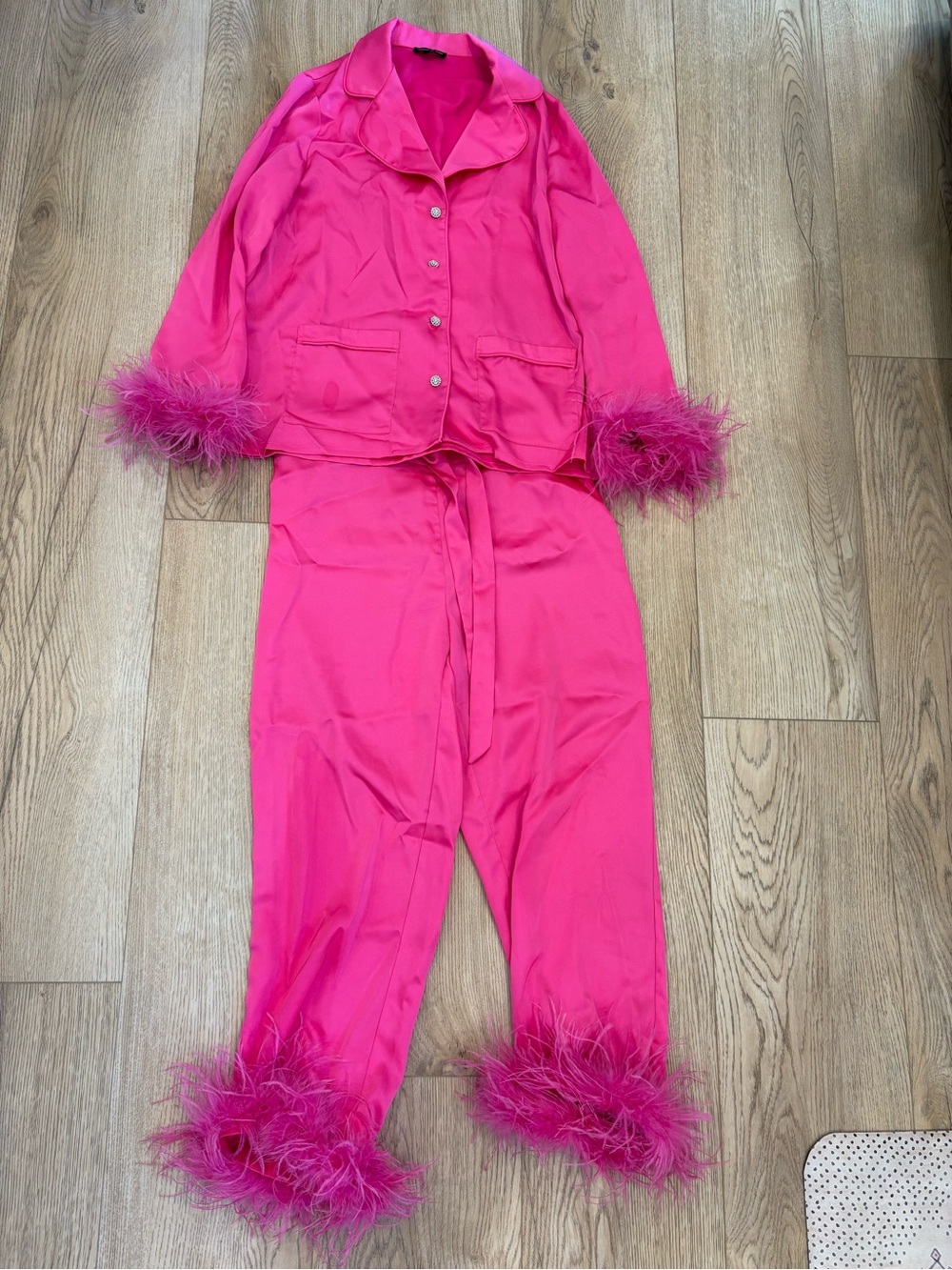 Nadine Merabi Women's Hot Pink Silk PJ Set